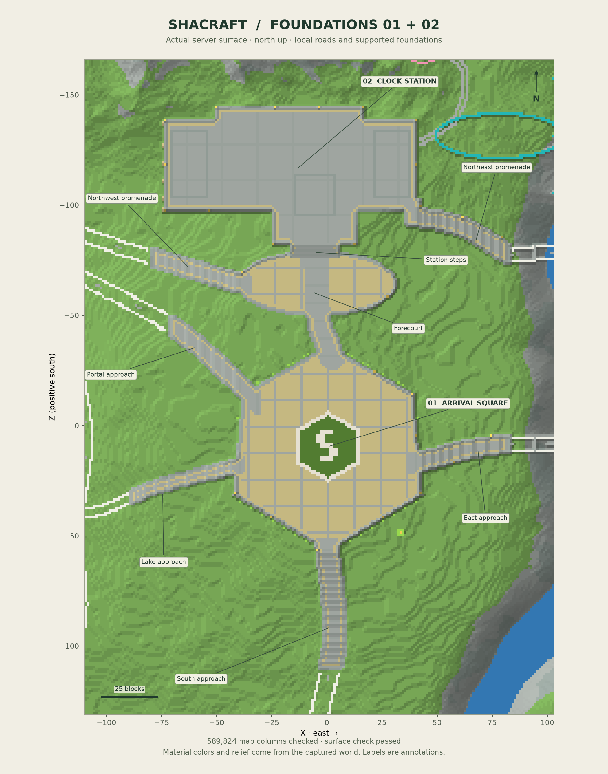 Actual server surface with the completed roads and foundations